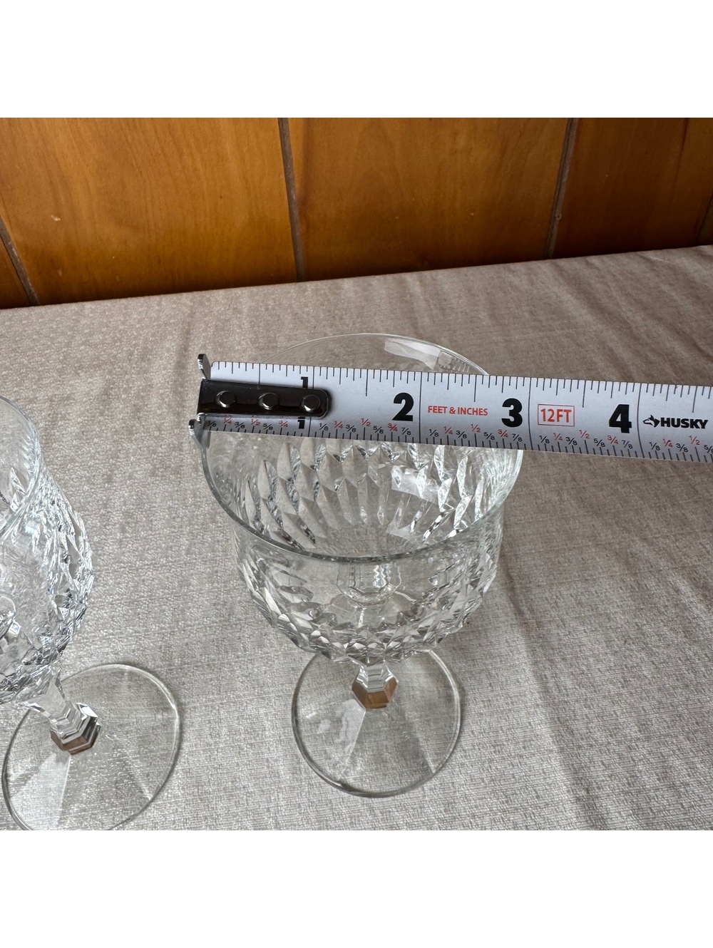 Vintage Crystal Wine Glasses Set of 2 Cut Crystal Goblets Elegant Stemware - Picture 7 of 7